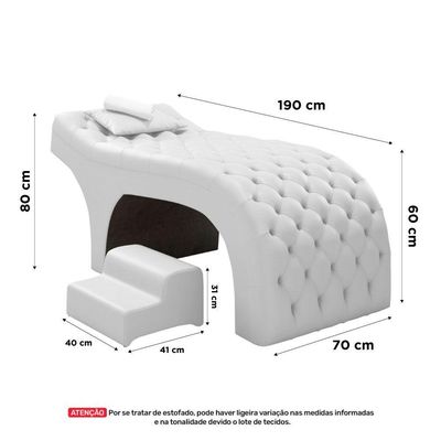 Maca Salão De Beleza E Puff 190X70Cm Sintético Branco