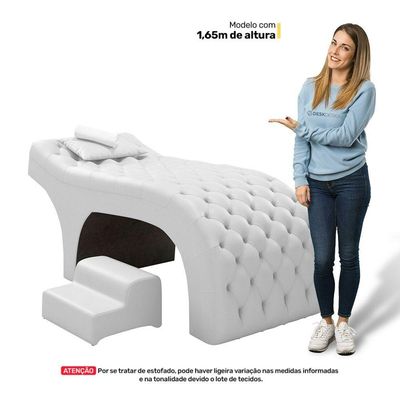 Maca Salão De Beleza E Puff 190X70Cm Sintético Branco