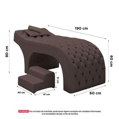 Maca Salão De Beleza E Puff 190X60Cm Suede Marrom