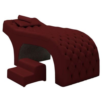 Maca Salão De Beleza E Puff 190X60Cm Suede Bordô