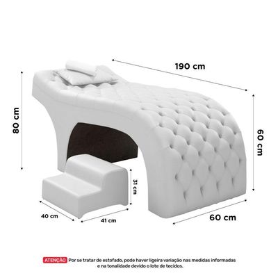 Maca Salão De Beleza E Puff 190X60Cm Sintético Branco