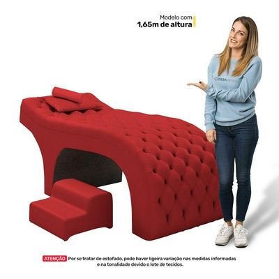 Maca Salão De Beleza E Puff 190X80Cm Sintético Vermelho