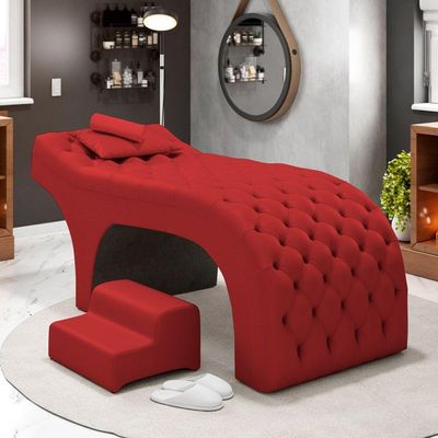 Maca Salão De Beleza E Puff 190X80Cm Sintético Vermelho