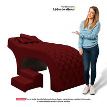 Maca Salão De Beleza E Puff 190X60Cm Suede Bordô