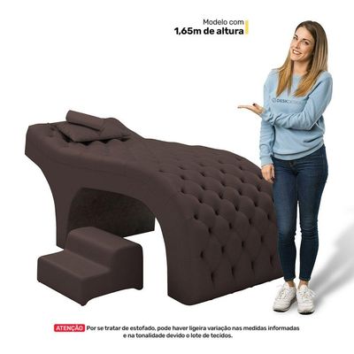 Maca Salão De Beleza E Puff 190X80Cm Sintético Marrom