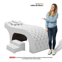 Maca Salão De Beleza E Puff 190X60Cm Sintético Branco