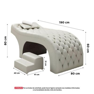 Maca Salão De Beleza E Puff 190X80Cm Sintético Bege