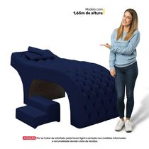 Maca Salão De Beleza E Puff 190X60Cm Suede Azulnho