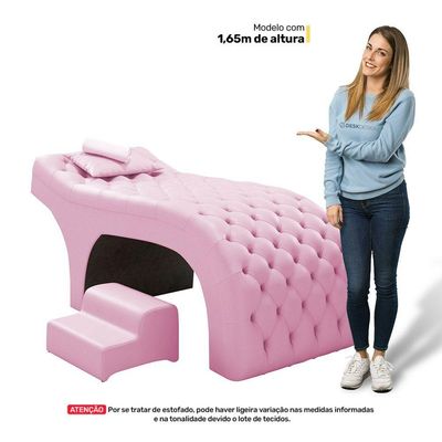 Maca Salão De Beleza E Puff 190X80Cm Suede Rosa