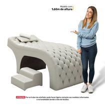 Maca Salão De Beleza E Puff 190X80Cm Sintético Bege