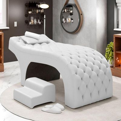 Maca Salão De Beleza E Puff 190X60Cm Sintético Branco
