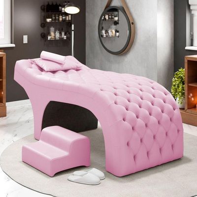 Maca Salão De Beleza E Puff 190X80Cm Suede Rosa