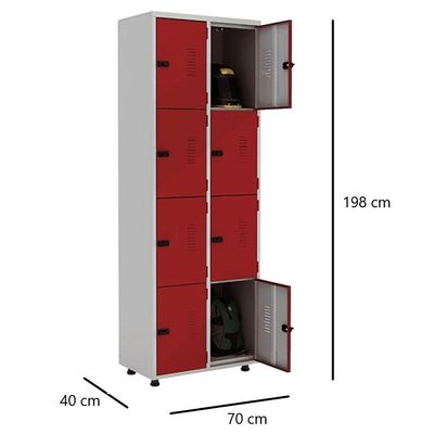 Armário Roupeiro Aço 4 Portas Guarda Volume Ea701 Cinza