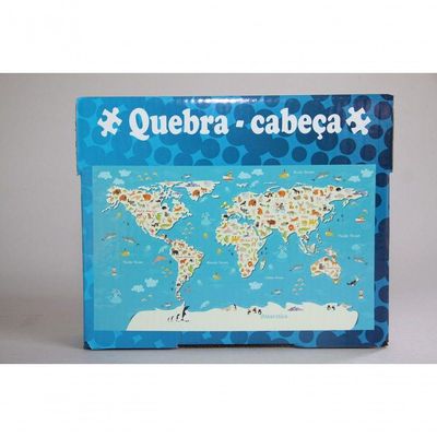 Quebra Cabeça Mapa Mundi Ilustrativo 80 Pçs - 79x46cm