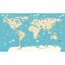 Quebra Cabeça Mapa Mundi Ilustrativo 80 Pçs - 79x46cm