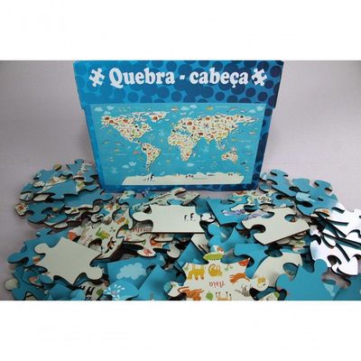 Quebra Cabeça Mapa Mundi Ilustrativo 80 Pçs - 79x46cm