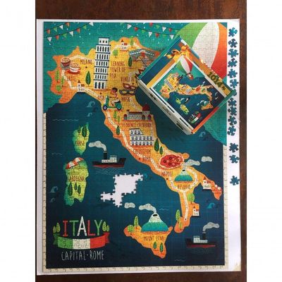Quebra Cabeça Mapa Ilustração Da Itália 78 X 78cm - 676 Pçs