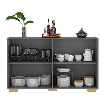 Aparador Buffet 4 Portas Multimóveis V3556 Rustic/Preto