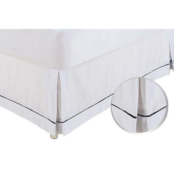 Saia Cama Box Solteiro Babado Ponto Palito Branco (90x190) - Ortobom