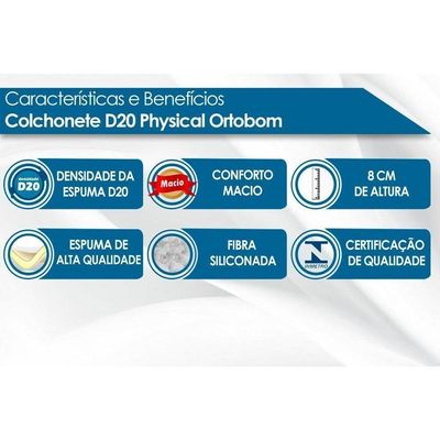 Colchonete Viúva D20 Physical Multiuso Viagem Camping (128x188x8) - Ortobom
