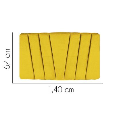 Painel Estofada Bélgica 140cm Casal Para Cama Box Quarto Corino Amarelo - Gat Magazine