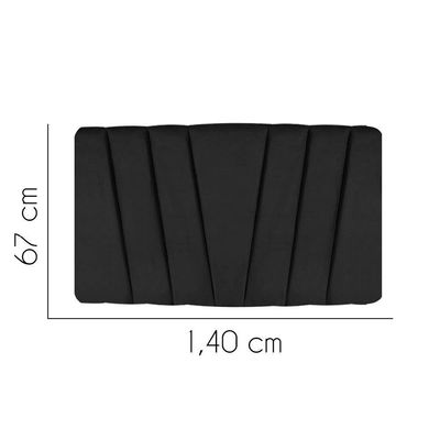 Painel Estofada Bélgica 140cm Casal Para Cama Box Quarto Corino Preto - Gat Magazine