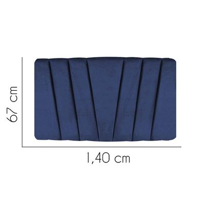 Painel Estofada Bélgica 140cm Casal Para Cama Box Quarto Suede Azul Marinho - Gat Magazine