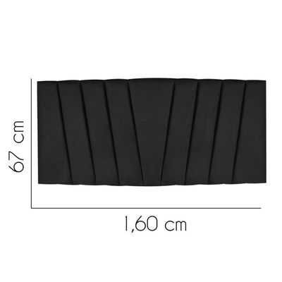 Painel Estofada Bélgica 160cm Queen Size Para Cama Box Quarto Suede Preto - Gat Magazine