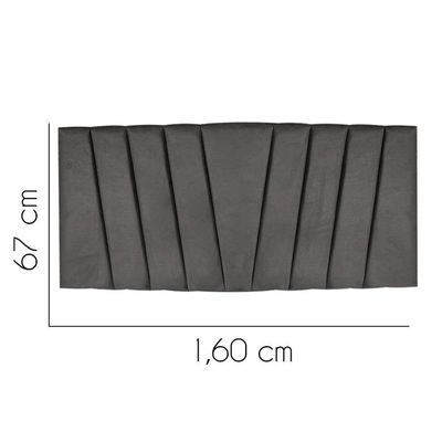 Painel Estofada Bélgica 160cm Queen Size Para Cama Box Quarto Corino Cinza - Gat Magazine