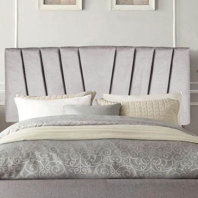 Painel Estofada Bélgica 195cm King Size Para Cama Box Quarto Suede Cinza Claro - Gat Magazine