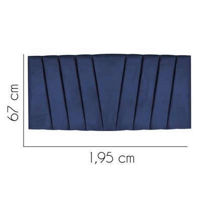 Painel Estofada Bélgica 195cm King Size Para Cama Box Quarto Suede Azul Marinho - Gat Magazine