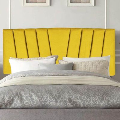 Painel Estofada Bélgica 160cm Queen Size Para Cama Box Quarto Corino Amarelo - Gat Magazine