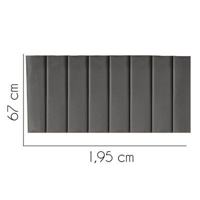 Painel Estofada Carla 195cm King Size Para Cama Box Quarto Corino Cinza - Gat Magazine