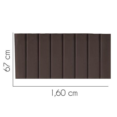Painel Estofada Carla 160cm Queen Size Para Cama Box Quarto Corino Marrom - Gat Magazine