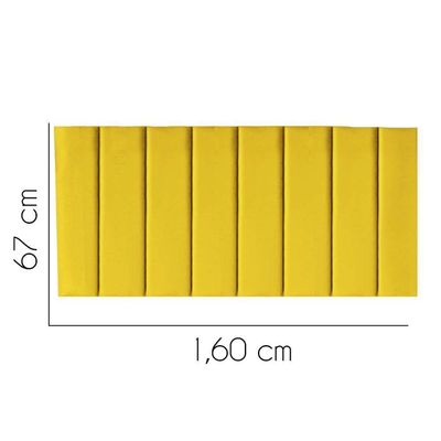 Painel Estofada Carla 160cm Queen Size Para Cama Box Quarto Corino Amarelo - Gat Magazine