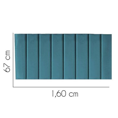 Painel Estofada Carla 160cm Queen Size Para Cama Box Quarto Suede Azul Turquesa - Gat Magazine