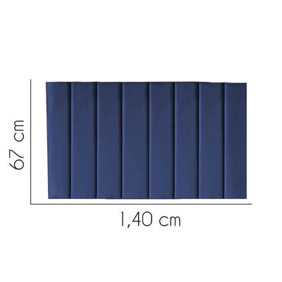 Painel Estofada Carla 140cm Casal Para Cama Box Quarto Suede Azul Marinho - Gat Magazine