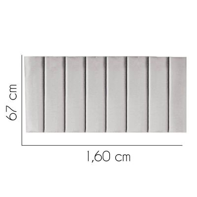 Painel Estofada Carla 160cm Queen Size Para Cama Box Quarto Suede Cinza Claro - Gat Magazine