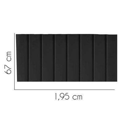 Painel Estofada Carla 195cm King Size Para Cama Box Quarto Corino Preto - Gat Magazine
