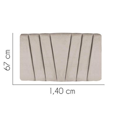 Painel Estofada Bélgica 140cm Casal Para Cama Box Quarto Corino Bege - Gat Magazine