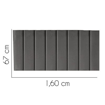 Painel Estofada Carla 160cm Queen Size Para Cama Box Quarto Corino Cinza - Gat Magazine
