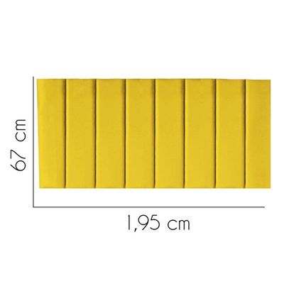 Painel Estofada Carla 195cm King Size Para Cama Box Quarto Suede Amarelo - Gat Magazine