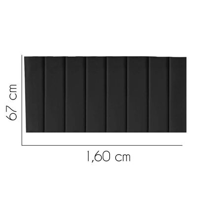Painel Estofada Carla 160cm Queen Size Para Cama Box Quarto Suede Preto - Gat Magazine
