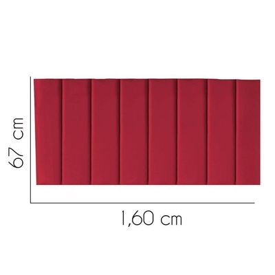 Painel Estofada Carla 160cm Queen Size Para Cama Box Quarto Suede Vermelho - Gat Magazine