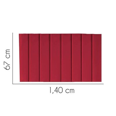 Painel Estofada Carla 140cm Casal Para Cama Box Quarto Corino Vermelho - Gat Magazine