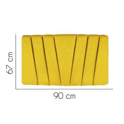 Painel Estofada Bélgica 90cm Solteiro Para Cama Box Quarto Corino Amarelo - Gat Magazine