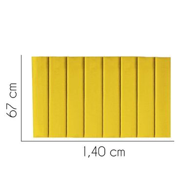 Painel Estofada Carla 140cm Casal Para Cama Box Quarto Suede Amarelo - Gat Magazine