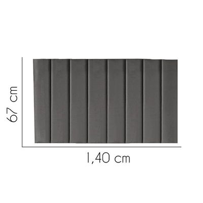 Painel Estofada Carla 140cm Casal Para Cama Box Quarto Corino Cinza - Gat Magazine
