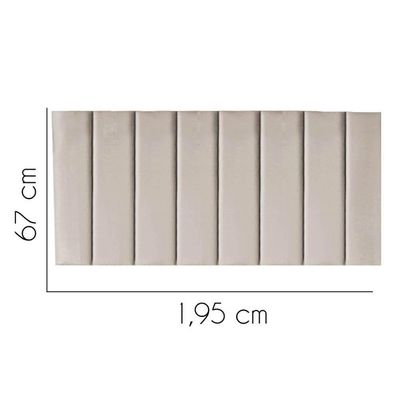 Painel Estofada Carla 195cm King Size Para Cama Box Quarto Corino Bege - Gat Magazine