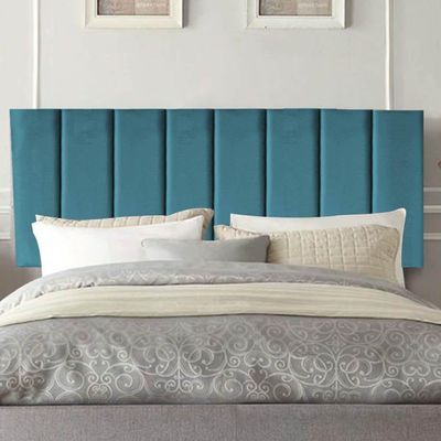 Painel Estofada Carla 195cm King Size Para Cama Box Quarto Suede Azul Turquesa - Gat Magazine